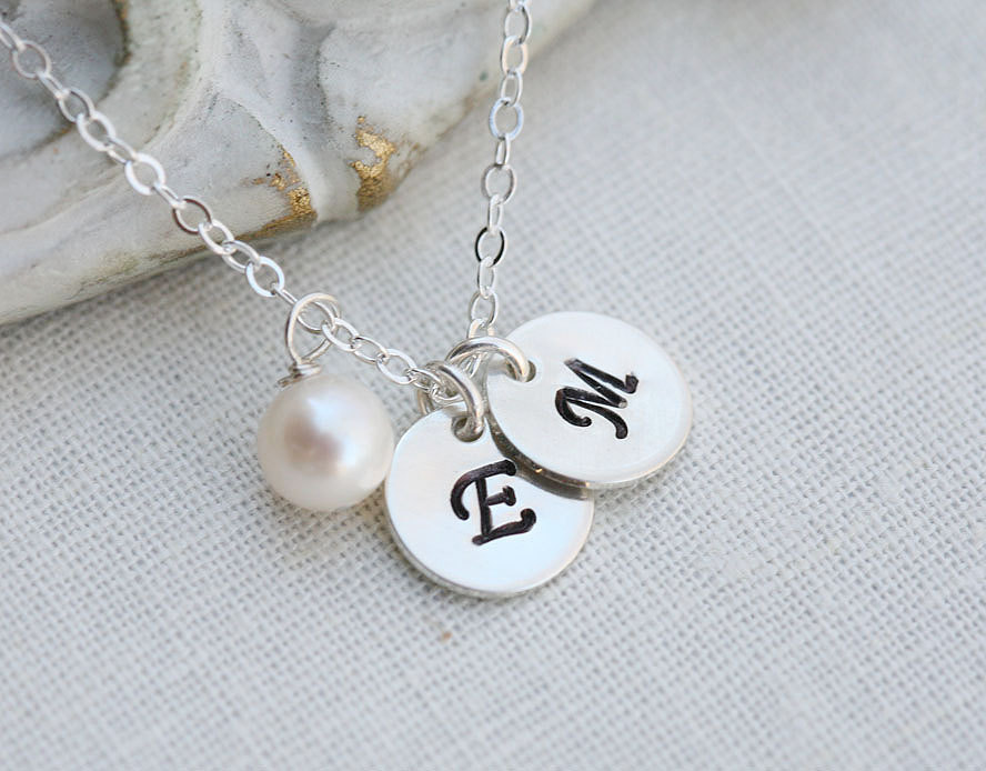 Personalized Initial Necklace,monogram Tag Necklace,hand Stamped,custom Font,custom Birthstone,sisterhood, Friend,mom Baby,friendship