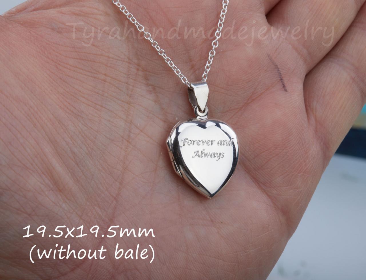 Engraved Sterling Silver Heart Photo Locket,custom Quote Engraving,memorial Necklace,name Locket,valentine Girlfriend Gift,custom Note Card