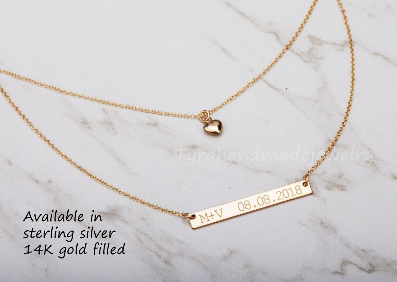 Monogram Bar Necklace Custom Engraved