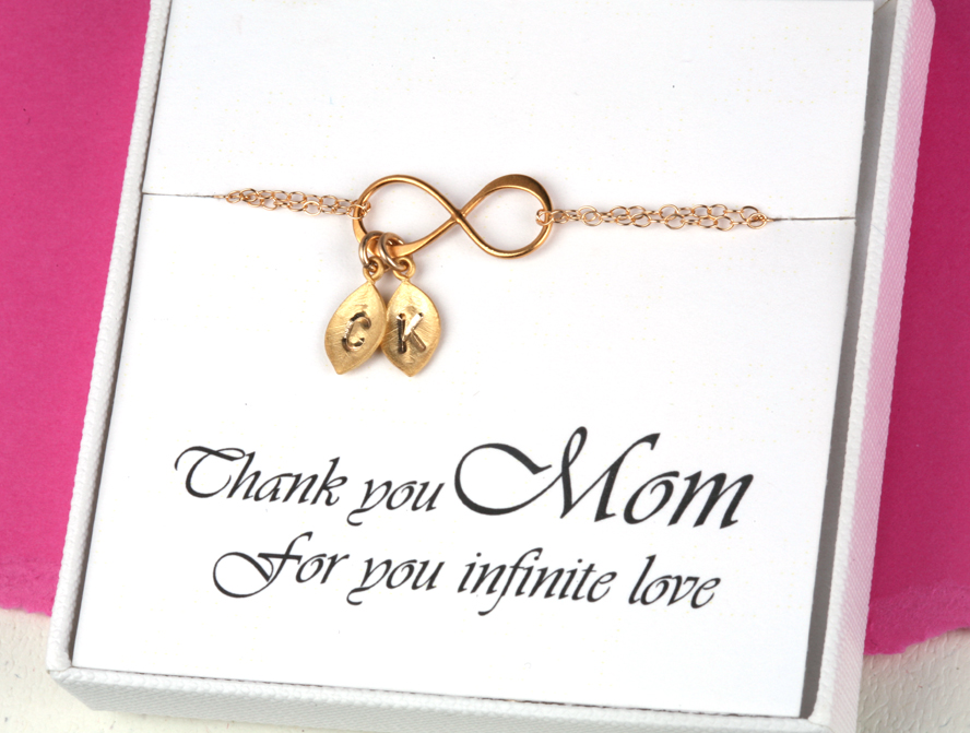 Mother's Day Gift,custom Monogram Infinity Charm Bracelet,mother Of Groom,gift For Mom,mother In Law,grandma,nana,kid,mother Bracelet