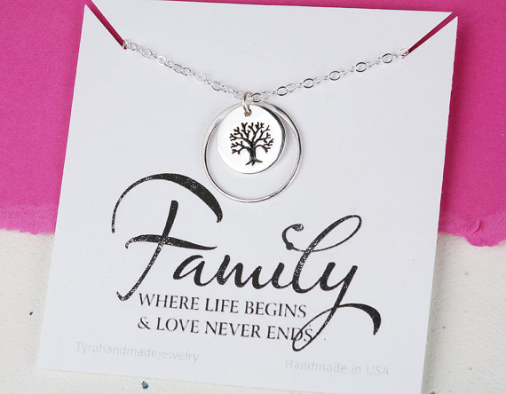 Family Tree Karma Necklace,mother's Day Gift,gift For Mother,mother Of The Groom Gift, Mother In Law Gift, Gift From Bride To Mom