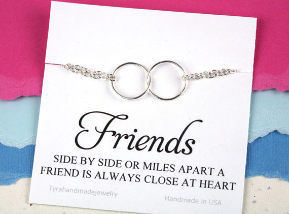 Friends Bracelet With Note Card,karma Charm Bracelet,circle Charm Bracelet,eternity Love Circle,sisterhood,,bridesmaid Gifts
