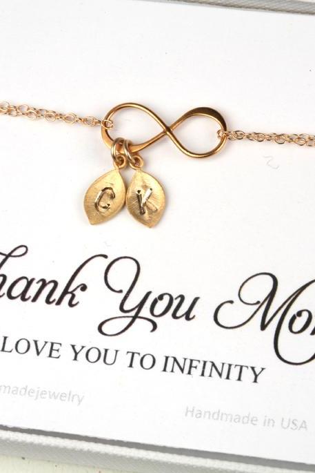 Mother's Day Gift,custom Monogram Infinity Charm Bracelet,mother Of Groom,gift For Mom,mother In Law,grandma,nana,kid,mother