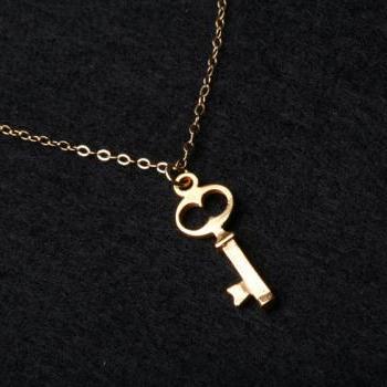 Key Necklace,Gold Filled Necklace,Everyday Jewelry,Simplistic,Tiny Key,Key to love,Anniversary,Birthday,Couple