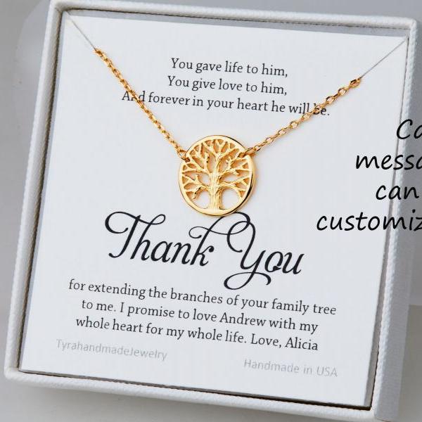 Family Tree Necklace,tree of life,Mother's day gift,Mother of the groom gift,mother in law gift,gift from bride to mom,custom message card