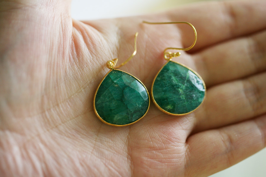 Real Emerald Earrings,large Stone Earrings,emerald Wedding,emerald